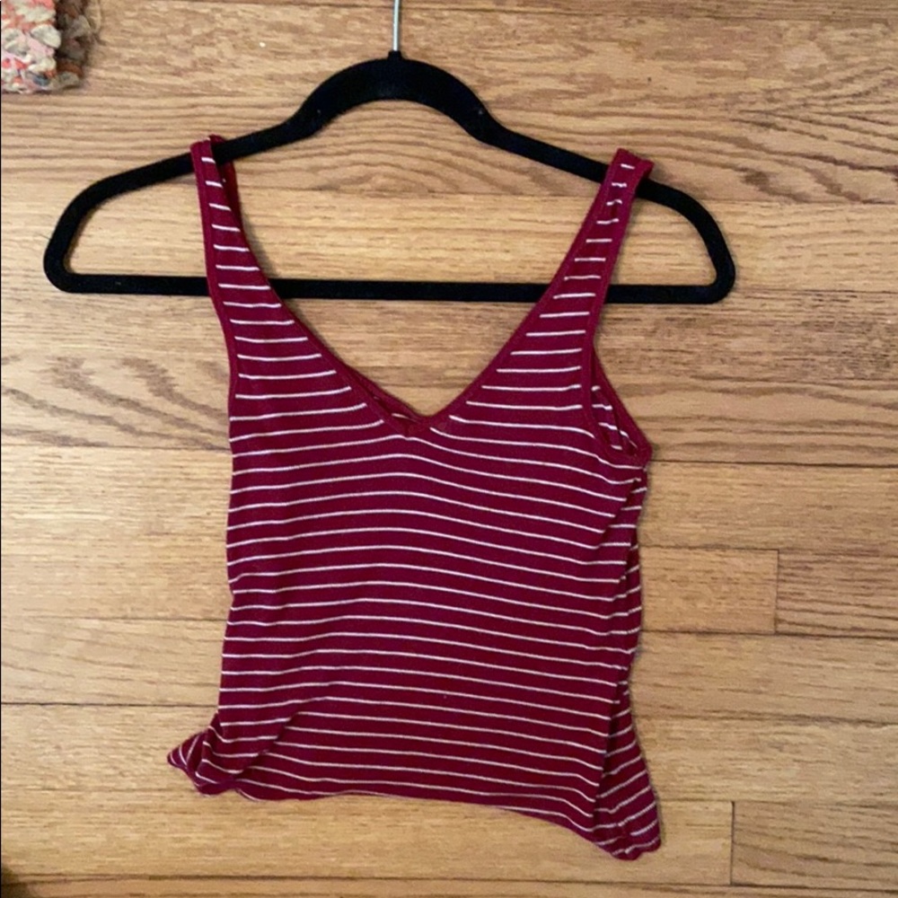 Red tank top with white strips